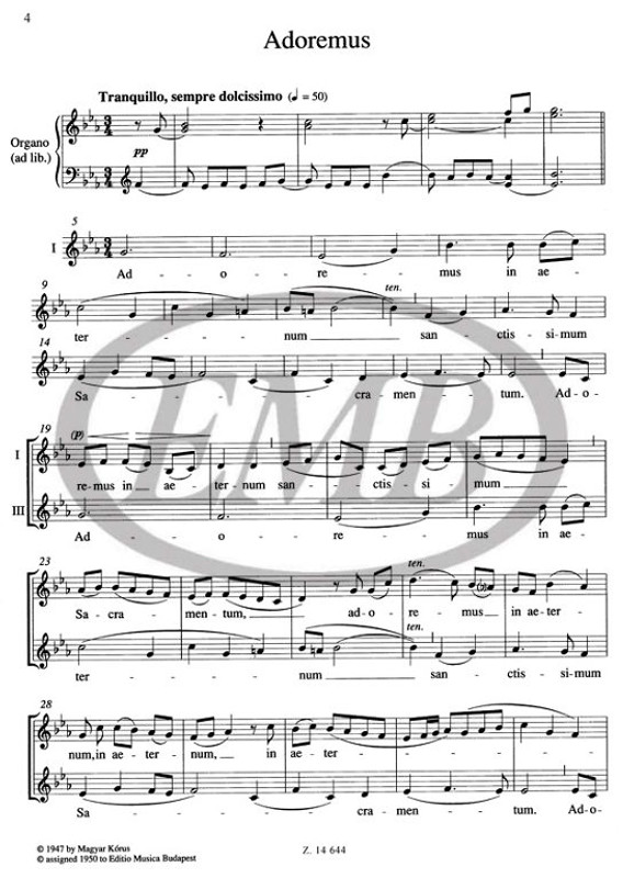 Bárdos Lajos: Choral Works for Female, Children's and Male Voices with Latin Texts | Playing Score