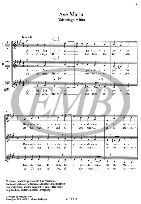 Bárdos Lajos Choral Works for Female, Children's and Male Voices with texts in Latin vocalchoral score Edited by Malina János (9790080146446)