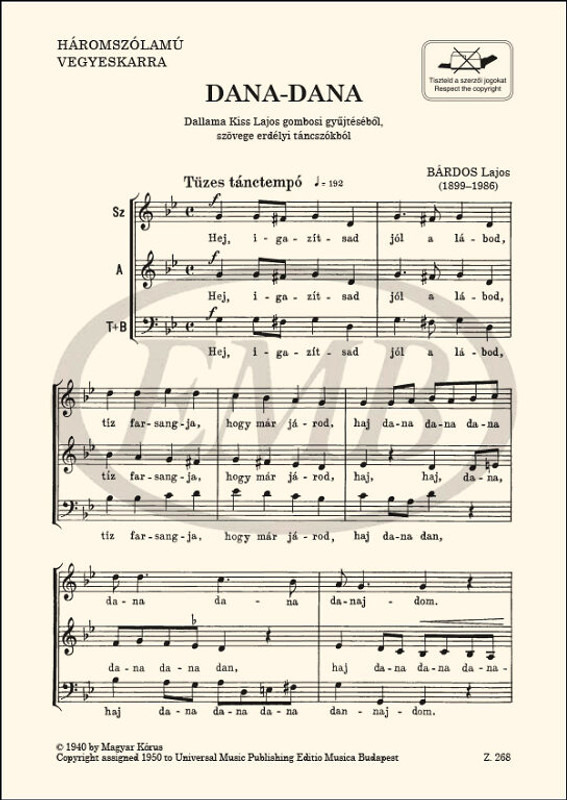Bárdos Lajos Dana-dana  Dance melody from Bácska from L. Kiss's collection  sheet music (9790080002681)