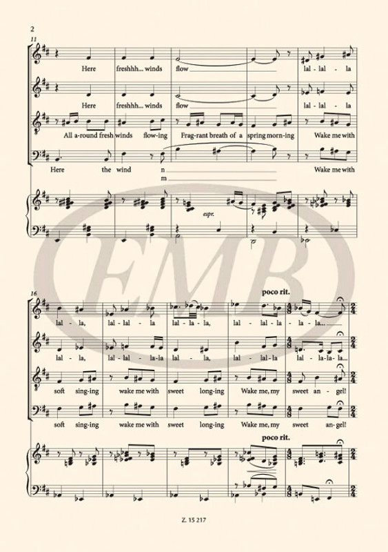 Bárdos Lajos Distant Dream [Távoli álom]  for mixed choir with piano accompaniment  choral sheets  Translated by Needleman, Gail  sheet music (9790080152171)