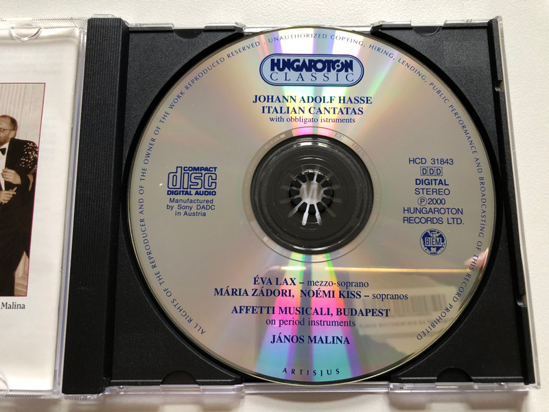 Hasse: Italian Cantatas with obbligate instruments - Eva Lax (mezzo-soprano), Maria Zadori (soprano), Noemi Kiss (soprano), Affetti Musicali, Budapest on period instruments, Janos Malina / Hungaroton Classic Audio CD 2000 Stereo / HCD 31843