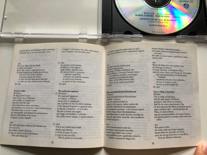 Hasse: Italian Cantatas with obbligate instruments - Eva Lax (mezzo-soprano), Maria Zadori (soprano), Noemi Kiss (soprano), Affetti Musicali, Budapest on period instruments, Janos Malina / Hungaroton Classic Audio CD 2000 Stereo / HCD 31843