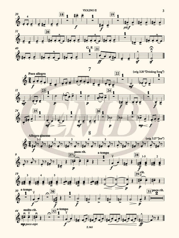 Bartók Béla Ten Pieces from the Series 'For Children' 2023  for three violins and cello or string quartet or youth string orchestra  sheet music  Transcribed by Weiner Leó (9790080305843