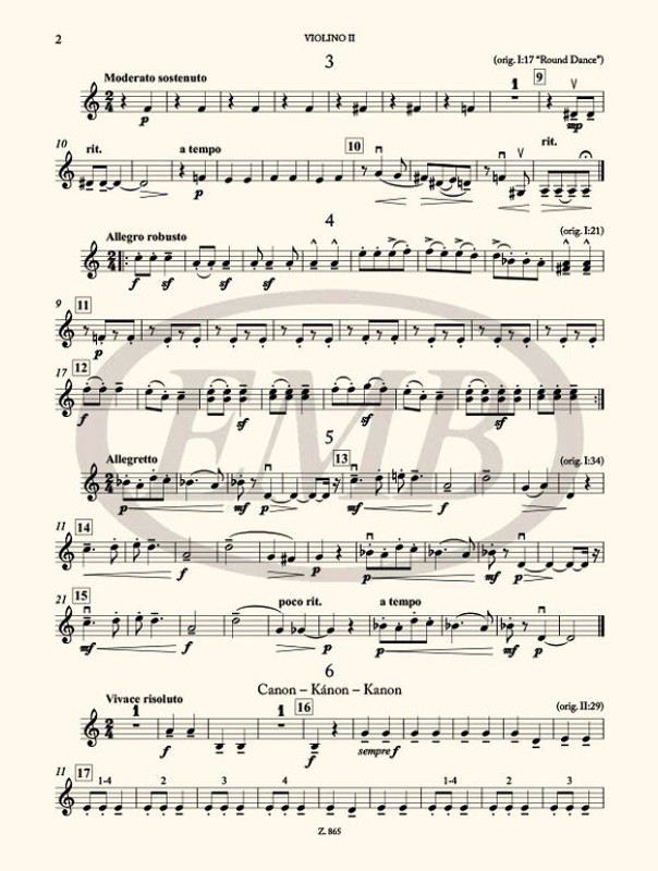 Bartók Béla: Ten Pieces from the Series “For Children” – Vl.2 Part | Sheet Music