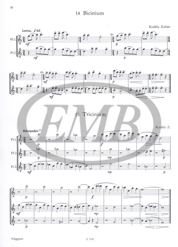 Bartók Béla – Kodály Zoltán WORKS BY BARTÓK and KODÁLY 1  for flutes and piano  Transcribed by Bántai Vilmos – Bántainé Sipos Éva (9790080079584)