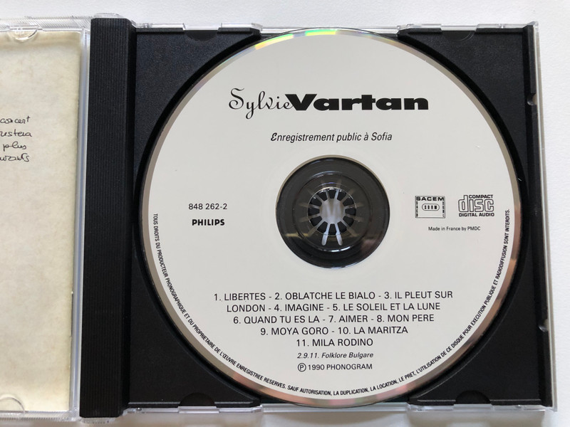 Sylvie Vartan – Enregistrement Public À Sofia, Le 6 Octobre 1990 / Philips Audio CD 1990 / 848 262 - 2 