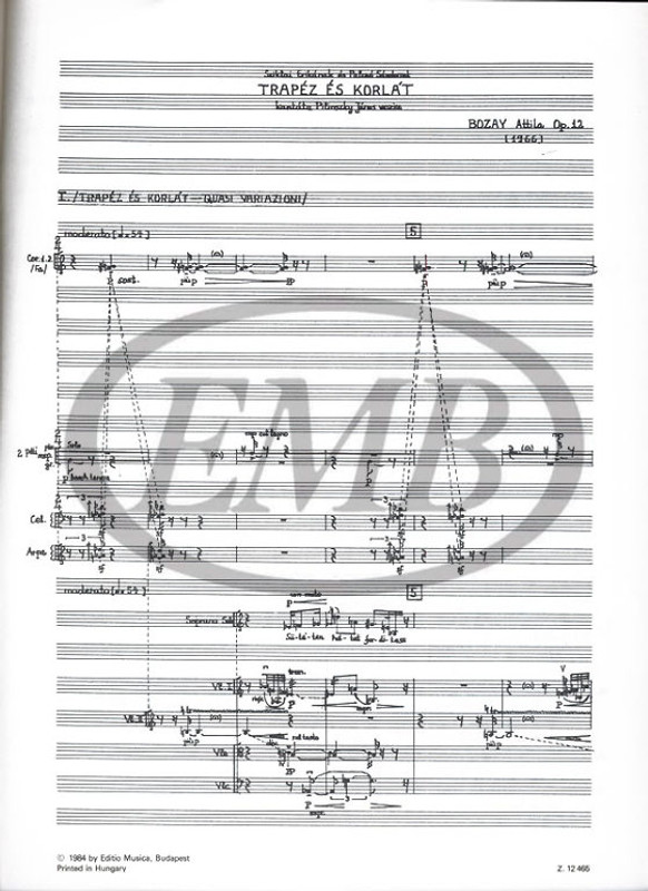 Bozay Attila Trapeze and Parallel Bars. Cantata to poems by J. Pilinszky  for soprano and tenor, mixed chorus and orchestra  score Op. 12  sheet music (9790080124659)