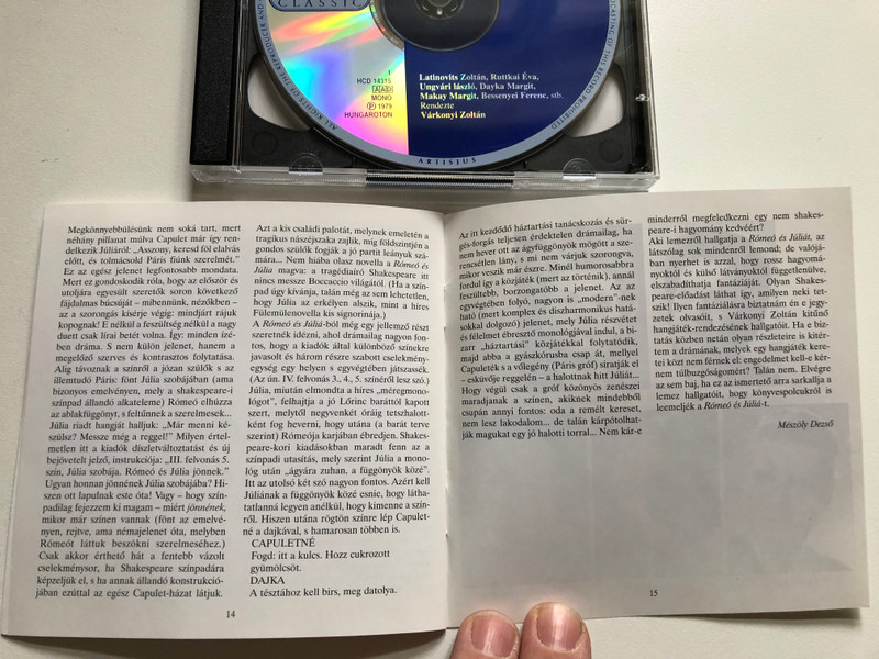 Shakespeare: Rómeó És Júlia - Latinovits Zoltán, Ruttkai Éva / Hungaroton Classic 2x Audio CD 2003 Mono / HCD 14315-16