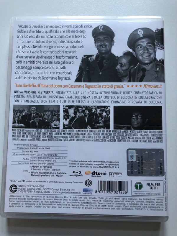 I MOSTRI  NUOVA VERSIONE RESTAURATA  UN FILM DI DINO RISI  VITTORIO GASSMAN, UGO TOGNAZZI, LANDO BUZZANCA  DVD Video (8057092021286)