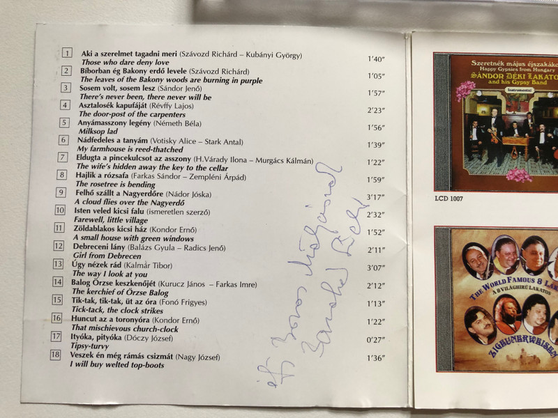 Darumadar Fenn Az Egen: Hungarian Songs - Barabas Sandor (notazik) / Asztalosek kaputajat; Balog Orzse keszkenojet; Ezt a kerek erdot jarom en; Felho szallt a Nagyerdore; Hajlik a rozsata / LaMarTi Audio CD 1999 Stereo / LCD 1020