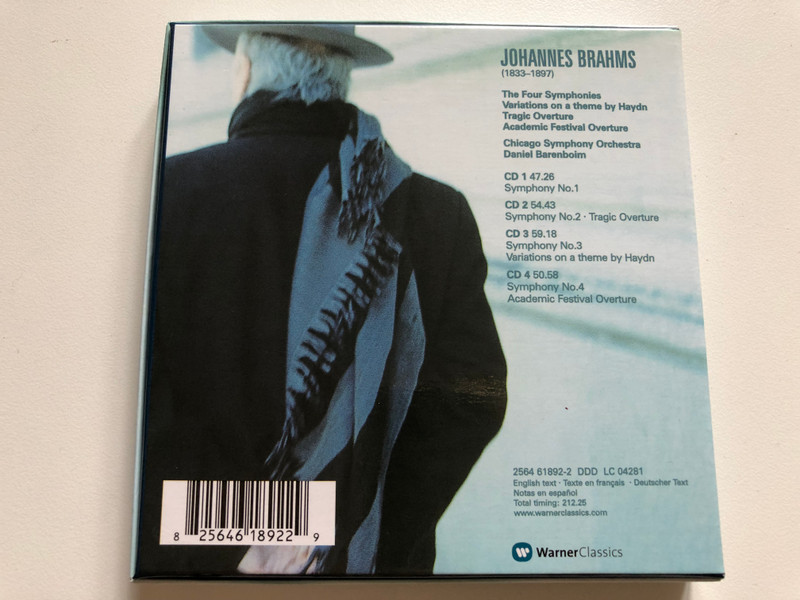 Barenboim -Brahms: The Four Symphonies; Variations on a theme by Haydn; Tragic Overture; Academic Festival Overture - Chicago Symphony Orchestra / Warner Classics 4x Audio CD / 2564 61892-2