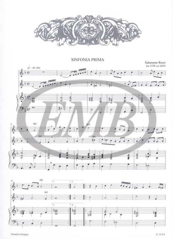 17th-century Italian Chamber Music  for two melody instruments and continuo  Selected and edited with continuo realization by Bali János  sheet music (9790080142134)