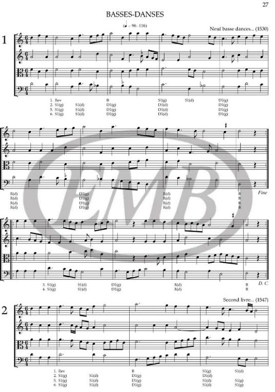 French Renaissance Dances for four stringed instruments  With ornamentation instructions and choreographies  score and parts  Selected and edited by Bali János  Choreographies by Kovács Gábor (9790080146408)
