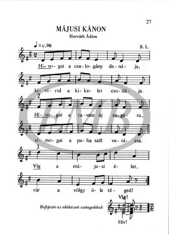 70 Canons  Edited by Bárdos Lajos  sheet music (9790080062333)