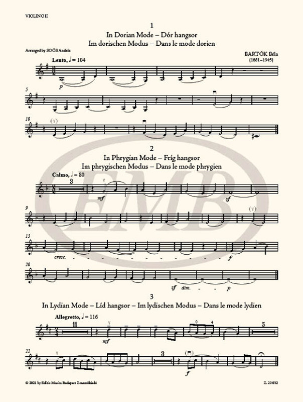 The Microcosm of String Ensemble Music 2  based on Béla Bartók's Mikrokosmos - Intermediate  sheet music (9790080305591)