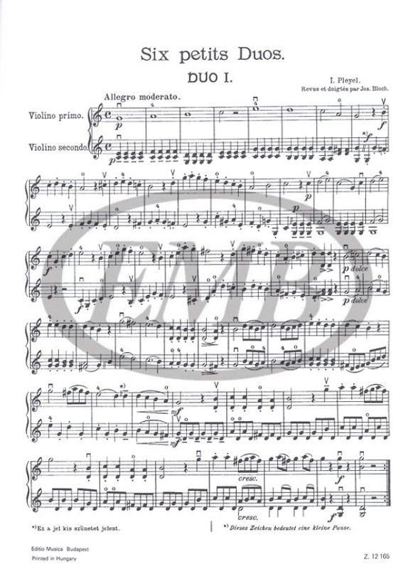 Pleyel, Ignaz Josef: Duos 1 – Pedagogical Violin Duets, Op. 8 | Sheet Music Score