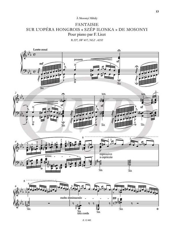 Liszt Ferenc Free Arrangements XIII  Ferenc Liszt, New Edition of the Complete Works, Series II (Free arrangements and transcriptions for piano solo), Vol. 13  Edited by Bozó Péter – Kaczmarczyk Adrienne  sheet music (9790080300312)