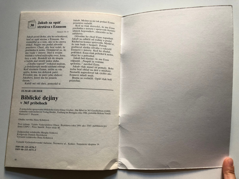 Biblické dejiny v 365 príbehoch 1. / Zošit 1 (Príbehy 1-30) / ELMAR GRUBER / VYDAVATELSTVO OBZOR 1991 / Paperback (8021501707)