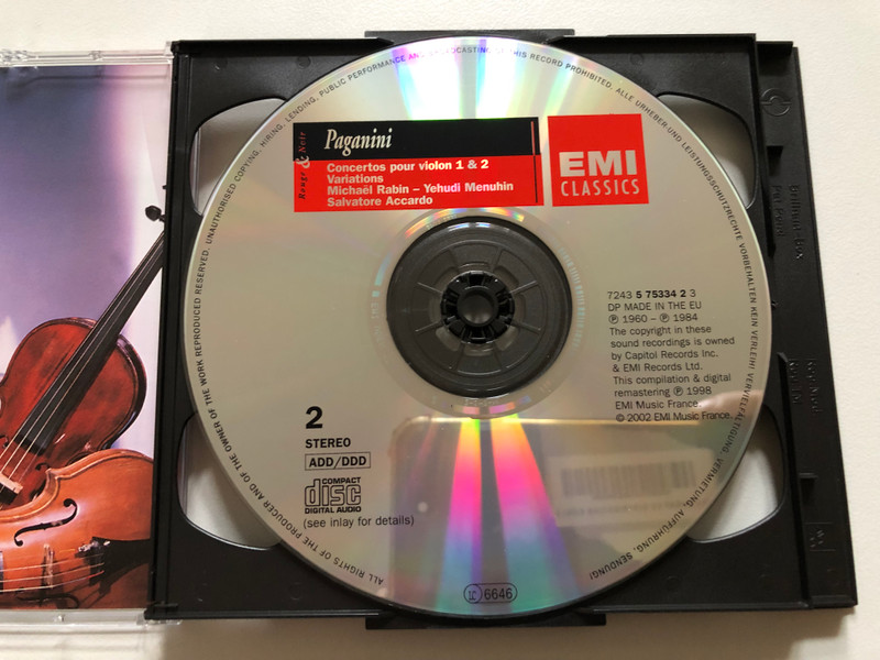 Paganini - 24 Caprices; Concertos pour violon - Accardo, Menuhin, Rabin, Zimmermann / EMI 2x Audio CD 2002 Stereo / 724357533225