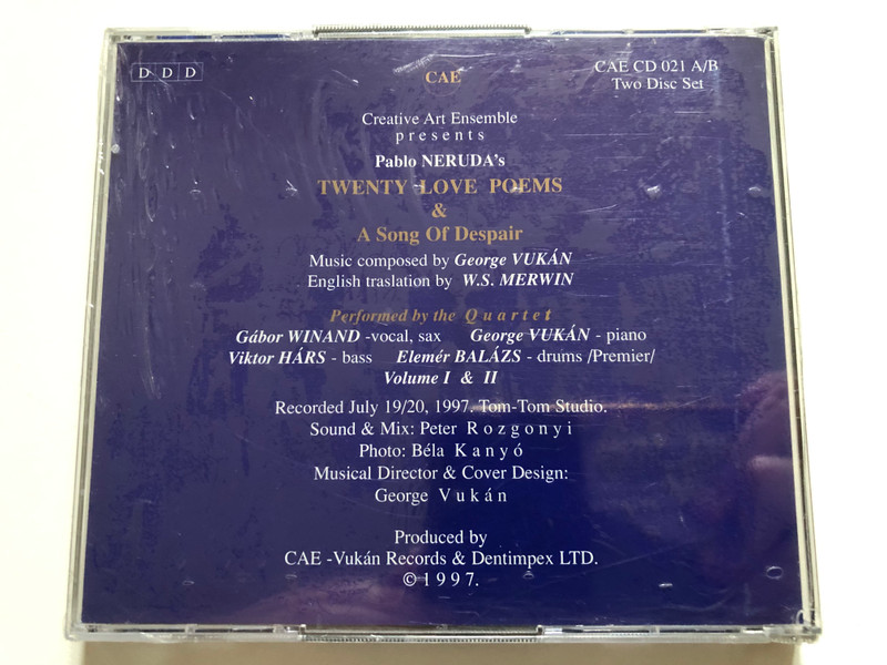 Quartet - Love Poems / Creative Art Ensemble 2x Audio CD 1997 / CAE CD 021 A/B