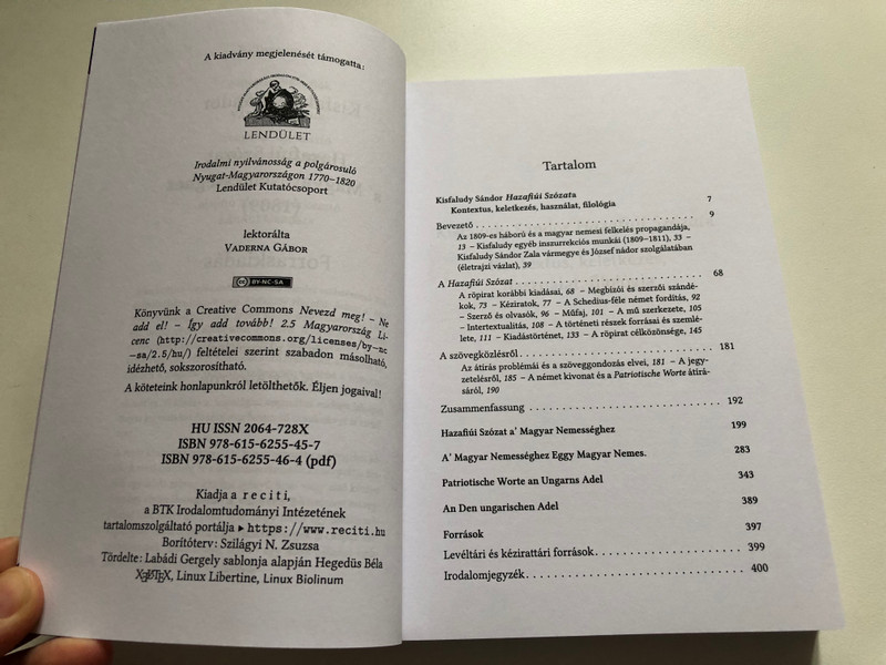 Hazafiúi Szózat a' Magyar Nemességhez (1809) / KISFALUDY SÁNDOR / Forráskiadás / sajtó alá rendezte NAGY ÁGOSTON / retextum / r.e.c.i.t.i / Budapest, 2022 / Paperback (9786156255457)