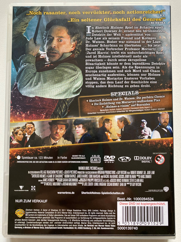SHERLOCK HOLMES - SPIEL IM SCHATTEN / ROBERT DOWNEY JR., JUDE LAW / DVD Video (5051890091529) 