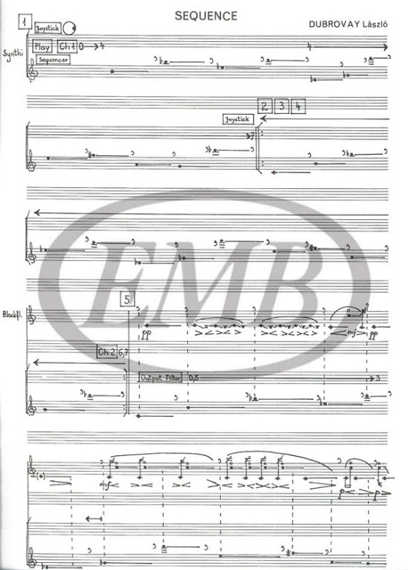 Dubrovay László Sequence  for recorder or a woodwind instrument and synthesizer  playing score  sheet music (9790080079256)