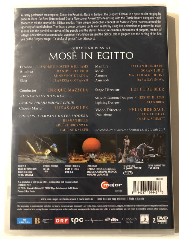 MOSÈ IN EGITTO - MOSES IN ÄGYPTEN / GIOACHINO ROSSINI / WIENER SYMPHONIKER PRAGER PHILHARMONISCHER CHOR ENRIQUE MAZZOLA / Staged by LOTTE DE BEER / major / unitel classica / DVD Video (814337014483)