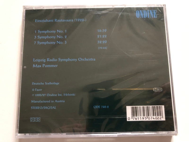 Rautavaara: Symphonies Nos 1, 2 & 3 - Leipzig Radio Symphony Orchestra, Max Pommer / Ondine Audio CD 1997 / ODE 740-2