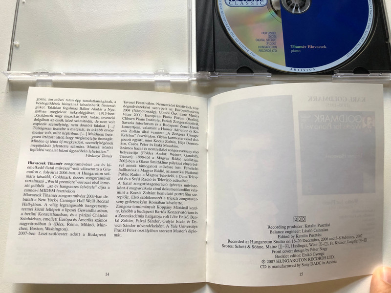 Goldmark: Works For Piano Vol. 2 (Complete) - Tihamér Hlavacsek / Hungaroton Classic Audio CD 2007 Stereo / HCD 32493