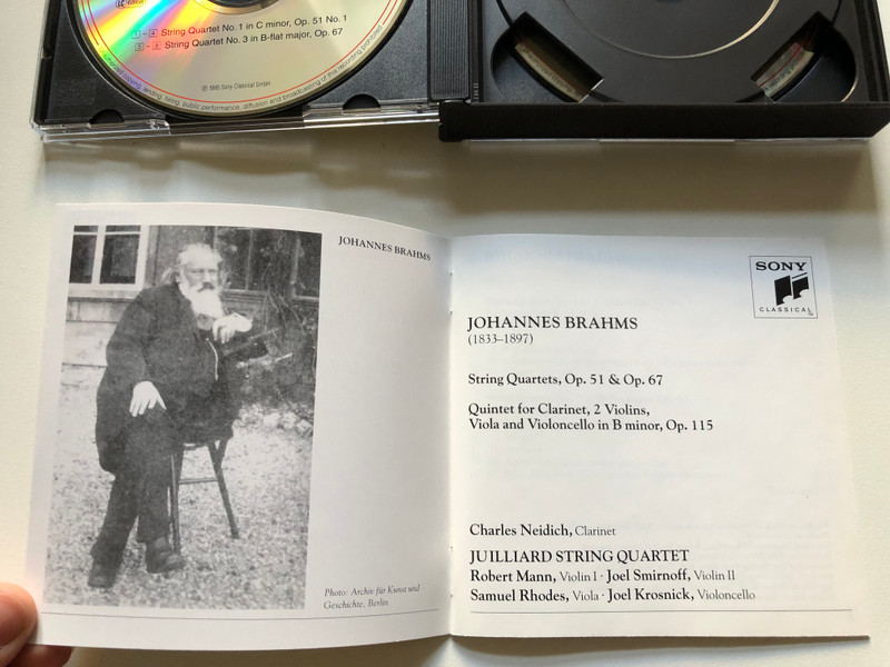 Johannes Brahms - String Quartets Op. 51 & Op. 67; Clarinet Quartet, Op. 115 - Juilliard String Quartet, Charles Neidich (clarinet) / Sony Classical 2x Audio CD 1995 / S2K 66285
