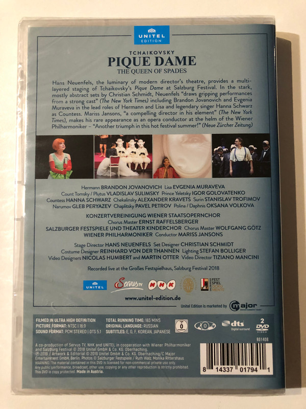 TCHAIKOVSKY - PIQUE DAME - THE QUEEN OF SPADES / Staged by HANS NEUENFELS / UNITEL EDITION / DVD Video (814337017941)