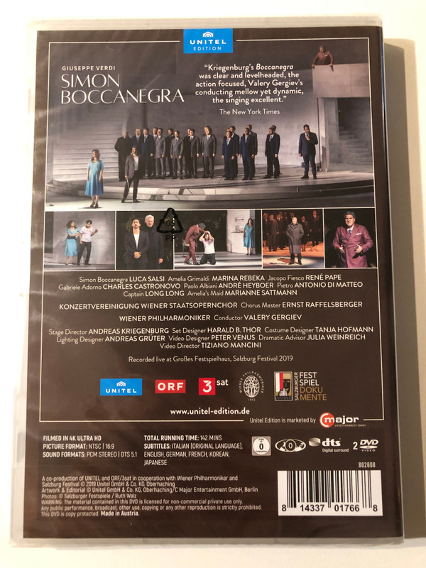 GIUSEPPE VERDI - SIMON BOCCANEGRA / Luca Salsi, Marina Rebeka, René Pape, Charles Castronovo / Wiener Philharmoniker / Conducted by Valery Gergiev / Staged by Andreas Kriegenburg / UNITEL EDITION / DVD Video (814337017668)