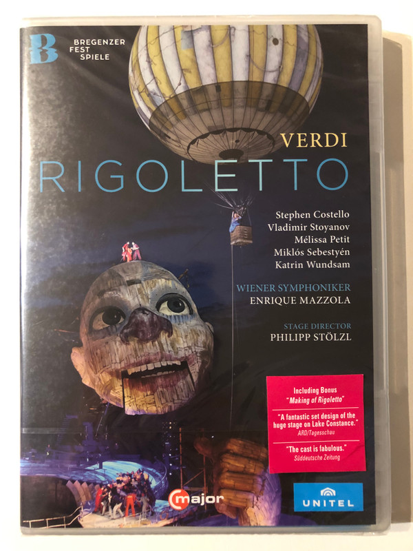 RIGOLETTO - VERDI / Stephen Costello, Vladimir Stoyanov, Mélissa Petit, Miklós Sebestyén, Katrin Wundsam / WIENER SYMPHONIKER, ENRIQUE MAZZOLA / STAGE DIRECTOR PHILIPP STÖLZL / BREGENZER FEST SPIELE / Unitel Classica / major / DVD Video (814337015169)
