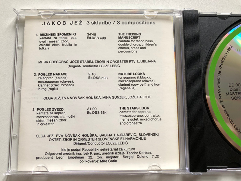 Jakob Jež – Pogled Zvezd; Pogled Narave; Brižinski Spomeniki / ZKP RTVS Audio CD / DD 0058