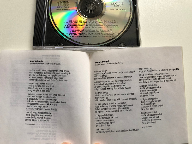 Zorán – Az Élet Dolgai / Masodik kiadas 1994. / Rákóczi Audio CD / RDC 019
