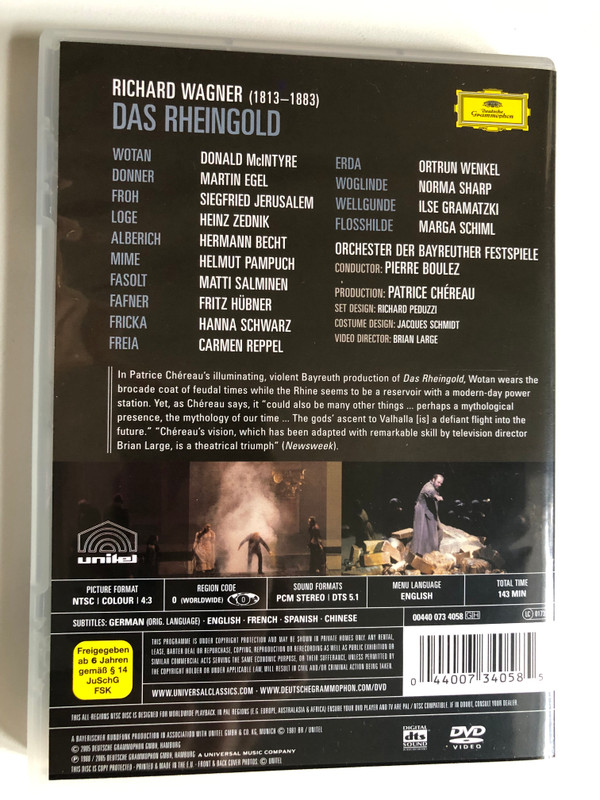 Das Rheingold / Directed by: Brian Large / WAGNER - DER RING DES NIBELUNGEN / BAYREUTHER FESTSPIELE / PIERRE BOULEZ / PATRICE CHEREAU'S CENTENARY PRODUCTION / DVD Video (044007340585)