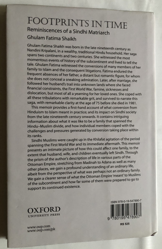 FOOTPRINTS IN TIME - Reminiscences of a Sindhi Matriarch / GHULAM FATIMA SHAIKH / Translated from Sindhi and Annotated by Rasheeda Husain / OXFORD UNIVERSITY PRESS / Paperback (9780195478907)
