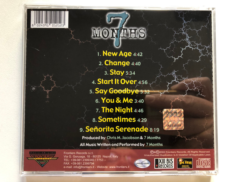 7 Months / Frontiers Records Audio CD 2002 / FR CD 121