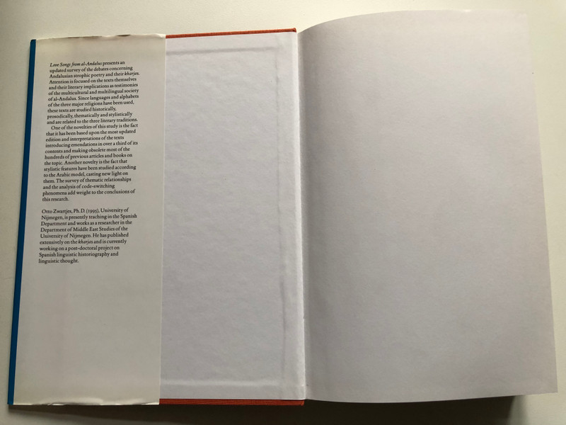 LOVE SONGS FROM AL-ANDALUS / History, Structure and Meaning of the Kharja / BY OTTO ZWARTJES / BRILL LEIDEN NEW YORK KOLN 1997 / Hardcover (9789004106949)
