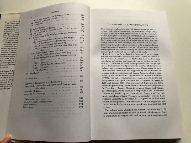 LOVE SONGS FROM AL-ANDALUS / History, Structure and Meaning of the Kharja / BY OTTO ZWARTJES / BRILL LEIDEN NEW YORK KOLN 1997 / Hardcover (9789004106949)