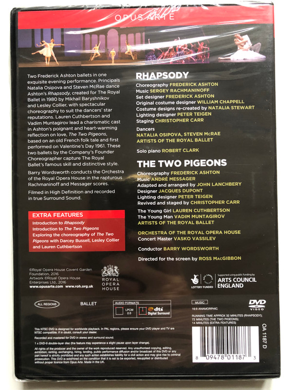 Frederick Ashton Rhapsody - The Two Pigeons  ORCHESTRA OF THE ROYAL OPERA HOUSE  Opus Arte (809478011873)