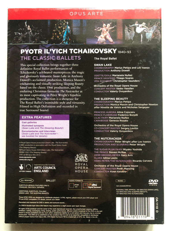 TCHAIKOVSKY THE CLASSIC BALLETS  SWAN LAKE THE SLEEPING BEAUTY  THE NUTCRACKER  ROYAL OPERA HOUSE  OPUS ARTE (809478011194)