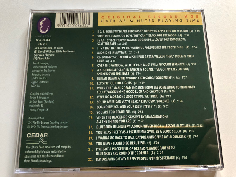 Carroll Gibbons – Calls The Tunes / Audio CD (5001940086333)