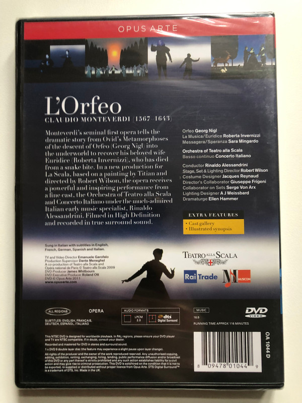 CLAUDIO MONTEVERDI L'Orfeo  Orchestra of Teatro alla Scala  Teatro alla Scala  OPUS ARTE (809478010449)