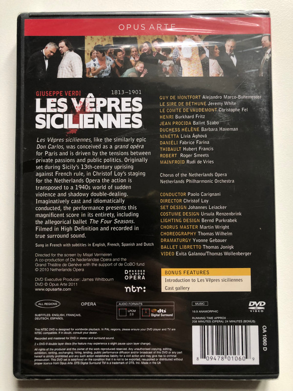 Giuseppe Verdi Les vêpres siciliennes  NETHERLANDS PHILHARMONIC ORCHESTRA  CHORUS OF DE NEDERLANDSE OPERA  OPUS ARTE (809478010609)