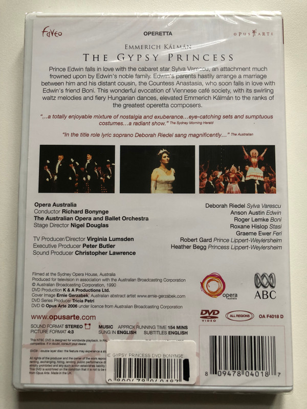 EMMERICH KÁLMÁN THE GYPSY PRINCESS  OPERA AUSTRALIA AT SYDNEY OPERA HOUSE  Opus Arte (809478040187)
