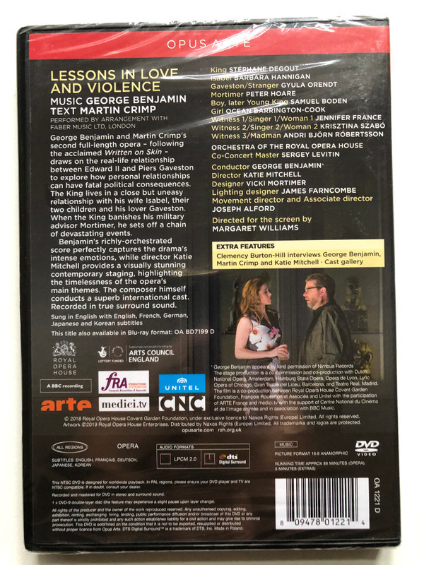 Benjamin Lessons in Love & Violence  ORCHESTRA OF THE ROYAL OPERA HOUSE  Opus Arte (809478012214)