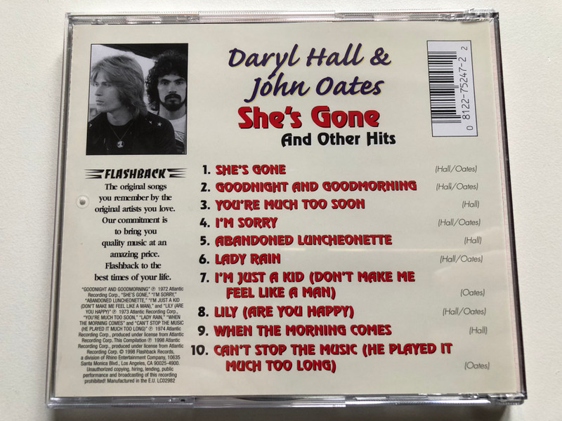 Daryl Hall & John Oates – She's Gone And Other Hits / Original Artists Recordings / Flashback Records Audio CD 1998 / 8122-75247-2 (081227524722)