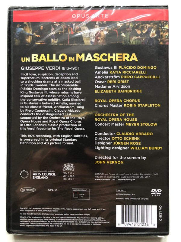 Giuseppe Verdi Un ballo in maschera  ROYAL OPERA CHORUS  ORCHESTRA OF THE ROYAL OPERA HOUSE  Opus Arte (809478012368)